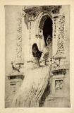 Artist: LINDSAY, Lionel | Title: Mardi Gras, Serville, Spain | Date: 1919 | Technique: drypoint, printed in warm black ink with plate-tone, from one plate | Copyright: Courtesy of the National Library of Australia