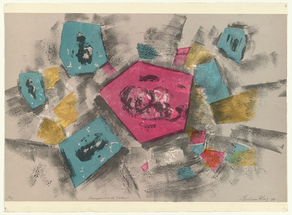 Artist: b'King, Grahame.' | Title: b'Fragment a la Sartie I' | Date: 1986 | Technique: b'lithograph, printed in colour, from five stones [or plates]'