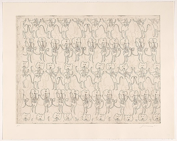 Artist: b'Rose, Jacqueline.' | Title: b'[Josephine]' | Date: 2001 | Technique: b'etching, printed in black and green ink, from two copper plates'