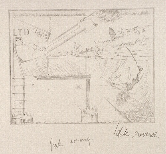 Artist: b'COLEING, Tony' | Title: b'Keep blank.' | Date: 1978 | Technique: b'hardground etching, printed in black ink, from one plate' Artist: b'COLEING, Tony' | Title: b'Keep blank.' | Date: 1978 | Technique: b'hardground etching, printed in black ink, from one plate'