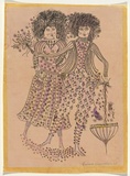 Artist: HANRAHAN, Barbara | Title: The poet and his Muse | Date: 1960 | Technique: lithograph, printed in black ink, from one stone; hand-coloured