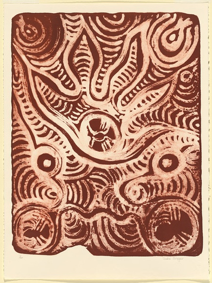 Artist: b'Singer, Sadie.' | Title: b'Summer landscape' | Date: 1988 | Technique: b'lithograph, printed in red ink, from one stone [or plate]' | Copyright: b'Reproduced courtesy of the artist'