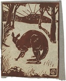 Artist: Reynell, Gladys | Title: (Kangaroo). | Date: 1923-1933 | Technique: linocut, printed in sepia ink, from one block | Copyright: © The Estate of Gladys Reynell
