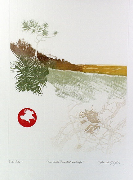 Artist: b'GRIFFITH, Pamela' | Title: b'The White breasted Sea Eagle' | Date: 1989 | Technique: b'aquatint, on one copper plate' | Copyright: b'\xc2\xa9 Pamela Griffith' Artist: b'GRIFFITH, Pamela' | Title: b'The White breasted Sea Eagle' | Date: 1989 | Technique: b'aquatint, on one copper plate' | Copyright: b'\xc2\xa9 Pamela Griffith'