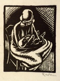 Artist: b'Hawkins, Weaver.' | Title: b'(Nursing mother)' | Date: c.1927 | Technique: b'woodcut, printed in black ink, from one block' | Copyright: b'The Estate of H.F Weaver Hawkins'