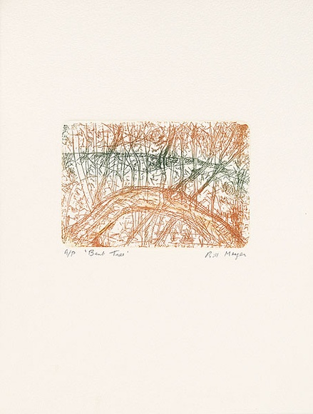 Artist: b'MEYER, Bill' | Title: b'Bent tree' | Date: 1992 | Technique: b'etching, printed in 2 colours, from one plate' | Copyright: b'\xc2\xa9 Bill Meyer' Artist: b'MEYER, Bill' | Title: b'Bent tree' | Date: 1992 | Technique: b'etching, printed in 2 colours, from one plate' | Copyright: b'\xc2\xa9 Bill Meyer'