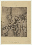 Artist: Groblicka, Lidia. | Title: The wedding | Date: 1953-54 | Technique: etching, printed in black ink, from one plate