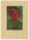 Artist: Groblicka, Lidia | Title: Model [portrait of a man]. | Date: 1954-55 | Technique: woodcut, printed in black ink, from one block