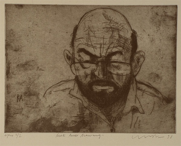 Artist: b'Lincoln, Kevin.' | Title: b'Rick Amor drawing' | Date: 1998, March | Technique: b'etching, printed in black ink with plate-tone, from one plate' Artist: b'Lincoln, Kevin.' | Title: b'Rick Amor drawing' | Date: 1998, March | Technique: b'etching, printed in black ink with plate-tone, from one plate'
