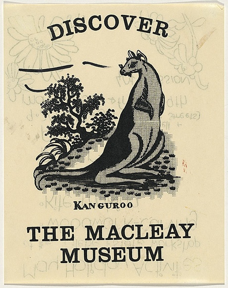 Artist: b'Lane, Leonie.' | Title: b'Discover the Macleay Museum' | Date: 1978 | Technique: b'screenprint, printed in black ink, from one stencil' | Copyright: b'\xc2\xa9 Leonie Lane' Artist: b'Lane, Leonie.' | Title: b'Discover the Macleay Museum' | Date: 1978 | Technique: b'screenprint, printed in black ink, from one stencil' | Copyright: b'\xc2\xa9 Leonie Lane'