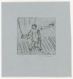 Artist: b'WILLIAMS, Fred' | Title: b'The Song' | Date: 1955-56 | Technique: b'etching, aquatint and drypoint, printed in black ink, from one copper plate' | Copyright: b'\xc2\xa9 Fred Williams Estate'