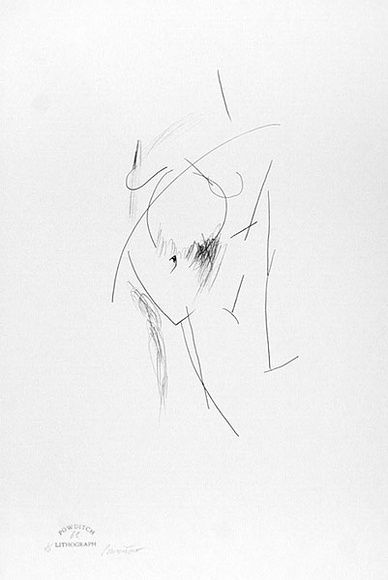 Artist: Powditch, Peter. | Title: not titled [standing female nude] | Date: c.1972 | Technique: lithograph, printed in black ink, from one plate