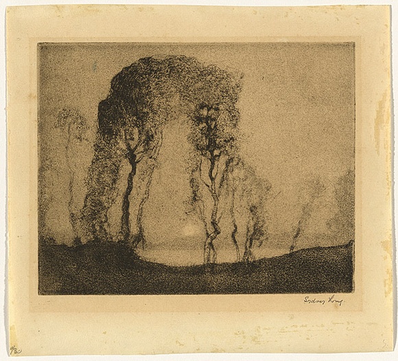 Artist: b'Long, Sydney.' | Title: b'Pastoral sandgrain' | Date: 1918 | Technique: b'aquatint, sandgrain etching from one copper plate' | Copyright: b'Reproduced with the kind permission of the Ophthalmic Research Institute of Australia' Artist: b'Long, Sydney.' | Title: b'Pastoral sandgrain' | Date: 1918 | Technique: b'aquatint, sandgrain etching from one copper plate' | Copyright: b'Reproduced with the kind permission of the Ophthalmic Research Institute of Australia'
