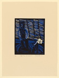 Artist: b'Varvaressos, Vicki.' | Title: b'Sepik man with gardenia' | Date: 1987 | Technique: b'linocut, printed in colour, from multiple blocks' | Copyright: b'\xc2\xa9 Vicki Varvaressos'