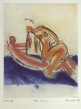 Artist: Fransella, Graham. | Title: Two figures | Date: 1992 | Technique: etching, soft-ground, lift-ground, spit-bite and aquatint, printed in colour, from four plates | Copyright: Courtesy of the artist