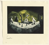 Artist: Shead, Garry. | Title: Supper | Date: 1994-95 | Technique: etching, aquatint and sugarlift printed in blue-black and yellow inks, from two plates | Copyright: © Garry Shead