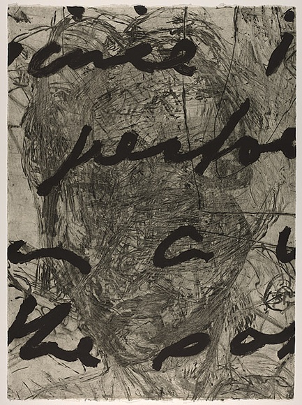 Artist: b'PARR, Mike' | Title: b'Language and chaos 11.' | Date: 1990 | Technique: b'drypoint, electric grinder and burnishing, printed in black ink, from one copper plate; over printed with lift ground aquatint, printed in black ink, from one steel plate' Artist: b'PARR, Mike' | Title: b'Language and chaos 11.' | Date: 1990 | Technique: b'drypoint, electric grinder and burnishing, printed in black ink, from one copper plate; over printed with lift ground aquatint, printed in black ink, from one steel plate'