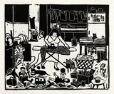 Artist: Allen, Joyce. | Title: Muddle. | Date: 1990 | Technique: linocut, printed in black ink, from one block