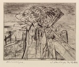 Artist: Senbergs, Jan. | Title: Minescape | Date: 1992 | Technique: drypoint and etching, printed in black ink, from one plate | Copyright: © Jan Senbergs