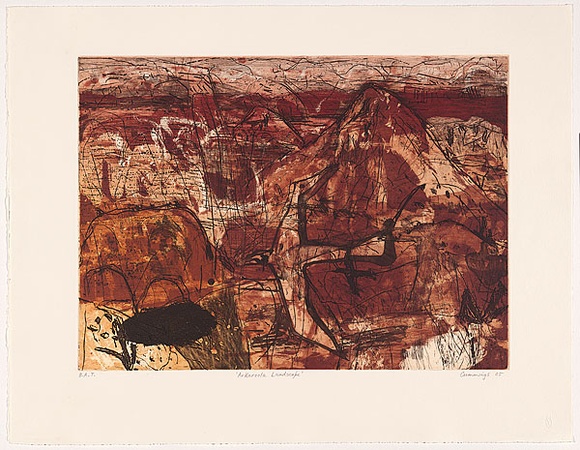 Artist: b'Cummings, Elizabeth.' | Title: b'Arkaroola landscape.' | Date: 2005 | Technique: b'etching and aquatint, printed in colour, from multiple plates' Artist: b'Cummings, Elizabeth.' | Title: b'Arkaroola landscape.' | Date: 2005 | Technique: b'etching and aquatint, printed in colour, from multiple plates'