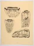 Artist: Hay, Bill. | Title: 4 mugs | Date: 1993 | Technique: etching, printed in black ink, from four plates