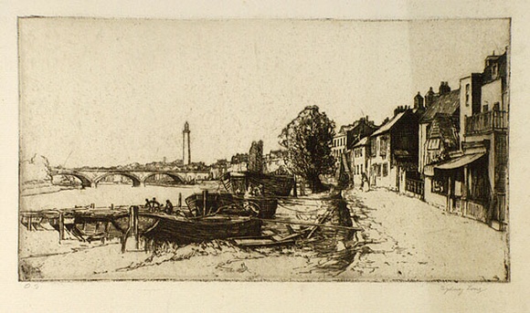 Artist: b'Long, Sydney.' | Title: b'Strand on the green No. 3' | Date: 1923 | Technique: b'line-etching and drypoint, printed in black ink, from one copper plate' | Copyright: b'Reproduced with the kind permission of the Ophthalmic Research Institute of Australia' Artist: b'Long, Sydney.' | Title: b'Strand on the green No. 3' | Date: 1923 | Technique: b'line-etching and drypoint, printed in black ink, from one copper plate' | Copyright: b'Reproduced with the kind permission of the Ophthalmic Research Institute of Australia'