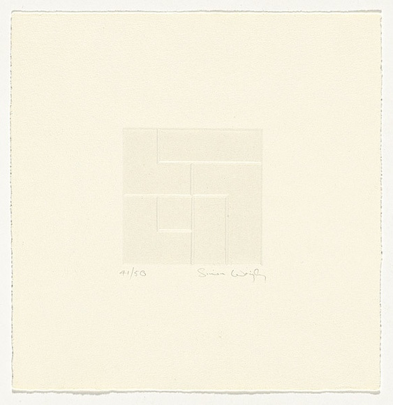 Artist: Wrigley, Simon. | Title: not titled [geometric motif] | Date: 1980 | Technique: relief-etching, blind embossed, from one plate