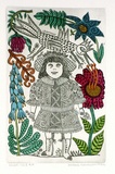 Artist: b'HANRAHAN, Barbara' | Title: b'Small Iris I' | Date: 1978-89 | Technique: b'etching, printed in black, with plate-tone, from one plate, hand-coloured'