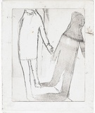 Artist: MADDOCK, Bea | Title: Figure and shadow III. | Date: May 1965 | Technique: line-etching and aquatint, printed in black ink, from one copper plate