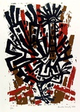 Artist: b'Laverty, Ursula.' | Title: b'no title [Rooster].' | Date: 1963 | Technique: b'screenprint, printed in colour inks, from three stencils'