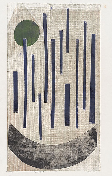 Artist: b'MEYER, Bill' | Title: b'Grey boat' | Date: 1969 | Technique: b'woodcut and screenprint, printed in four colours, from one block and stencil' | Copyright: b'\xc2\xa9 Bill Meyer' Artist: b'MEYER, Bill' | Title: b'Grey boat' | Date: 1969 | Technique: b'woodcut and screenprint, printed in four colours, from one block and stencil' | Copyright: b'\xc2\xa9 Bill Meyer'