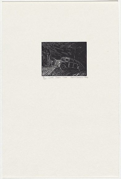 Artist: b'Jones, Tim.' | Title: b'Cast iron car' | Date: 1984 | Technique: b'wood-engraving, printed in black ink, from one block' Artist: b'Jones, Tim.' | Title: b'Cast iron car' | Date: 1984 | Technique: b'wood-engraving, printed in black ink, from one block'