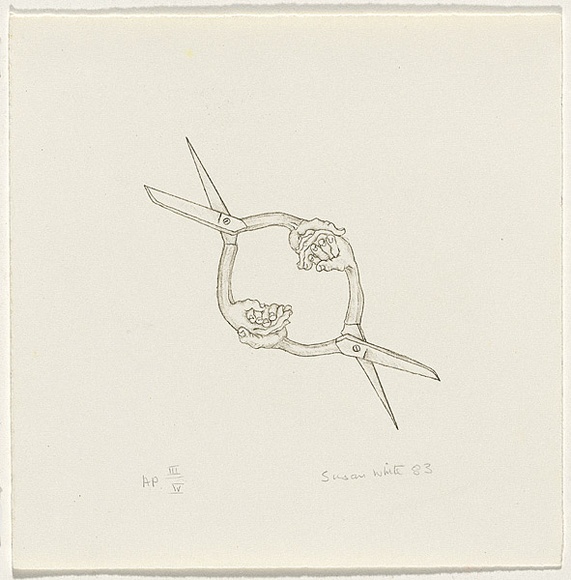 Artist: b'White, Susan Dorothea.' | Title: b'To cut both ways' | Date: 1983 | Technique: b'lithograph, printed in black ink, from one stone [or plate]'