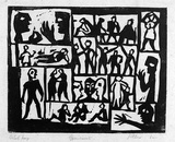 Artist: b'Allen, Joyce.' | Title: b'Apartments.' | Date: 1962 | Technique: b'linocut, printed in black ink, from one block'