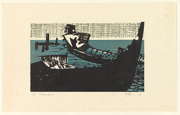 Artist: b'EWINS, Rod' | Title: b'Graveyard.' | Date: 1967 | Technique: b'woodcut'
