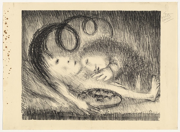 Artist: b'BOYD, Arthur' | Title: b'St Clare attending to St Francis.' | Date: (1965) | Technique: b'lithograph, printed in balck ink, from one plate' | Copyright: b'Reproduced with permission of Bundanon Trust' Artist: b'BOYD, Arthur' | Title: b'St Clare attending to St Francis.' | Date: (1965) | Technique: b'lithograph, printed in balck ink, from one plate' | Copyright: b'Reproduced with permission of Bundanon Trust'