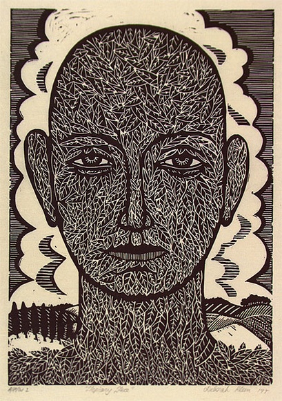Artist: b'Klein, Deborah.' | Title: b'Topiary face' | Date: 1997 | Technique: b'linocut, printed in black ink, from one block' Artist: b'Klein, Deborah.' | Title: b'Topiary face' | Date: 1997 | Technique: b'linocut, printed in black ink, from one block'