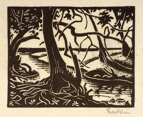 Artist: b'Hawkins, Weaver.' | Title: b'(Trees)' | Date: 1934 | Technique: b'woodcut, printed in black ink, from one block' | Copyright: b'The Estate of H.F Weaver Hawkins' Artist: b'Hawkins, Weaver.' | Title: b'(Trees)' | Date: 1934 | Technique: b'woodcut, printed in black ink, from one block' | Copyright: b'The Estate of H.F Weaver Hawkins'