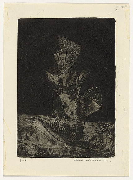 Artist: b'WILLIAMS, Fred' | Title: b'Porcelain flowerpiece. Number 1' | Date: 1961 | Technique: b'etching, aquatint and engraving, printed in black ink, from one copper plate' | Copyright: b'\xc2\xa9 Fred Williams Estate' Artist: b'WILLIAMS, Fred' | Title: b'Porcelain flowerpiece. Number 1' | Date: 1961 | Technique: b'etching, aquatint and engraving, printed in black ink, from one copper plate' | Copyright: b'\xc2\xa9 Fred Williams Estate'