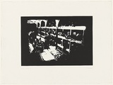 Artist: Durrant, Ivan. | Title: not titled [figures in bunks?] | Date: 1990 | Technique: screenprint, printed in black ink, from one photo-stencil