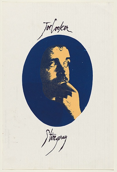 Artist: b'UNKNOWN' | Title: b'Joe Cocker...Stingray' | Date: 1977 | Technique: b'screenprint, printed in colour, from two stencils'