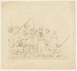 Artist: Duterrau, Benjamin. | Title: The small outline of a national picture (The conciliation). | Date: 1835 | Technique: etching and stippling, printed in black ink, from one copper plate