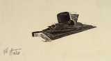 Artist: OGILVIE, Helen | Title: (Hat and umbrella) | Date: 1947 | Technique: wood-engraving, printed in black ink, from one block