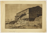 Artist: LINDSAY, Lionel | Title: Abandoned abattoir | Date: 1918 | Technique: etching, aquatint and drypoint, printed in brown ink with plate-tone, from one plate | Copyright: Courtesy of the National Library of Australia