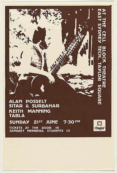 Artist: b'WORSTEAD, Paul' | Title: b'Sitar and and Surbahar' | Date: 1981 | Technique: b'screenprint, printed in colour, from one stencil' | Copyright: b'This work appears on screen courtesy of the artist' Artist: b'WORSTEAD, Paul' | Title: b'Sitar and and Surbahar' | Date: 1981 | Technique: b'screenprint, printed in colour, from one stencil' | Copyright: b'This work appears on screen courtesy of the artist'