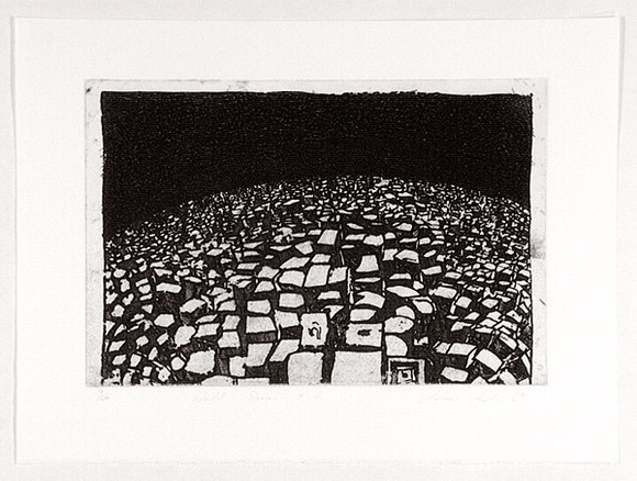 Artist: b'Leslie, Andrew.' | Title: b'World series no. 4.' | Date: 1988 | Technique: b'etching, printed in black ink, from one plate' Artist: b'Leslie, Andrew.' | Title: b'World series no. 4.' | Date: 1988 | Technique: b'etching, printed in black ink, from one plate'