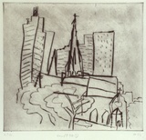 Artist: Furlonger, Joe. | Title: View of St. Pats 7 (clean plate) | Date: 1992 | Technique: drypoint, printed in black ink with plate-tone, from one plate