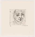 Artist: Harris, Julie. | Title: Self portrait | Date: 2004 | Technique: etching, printed in black ink, from one plate