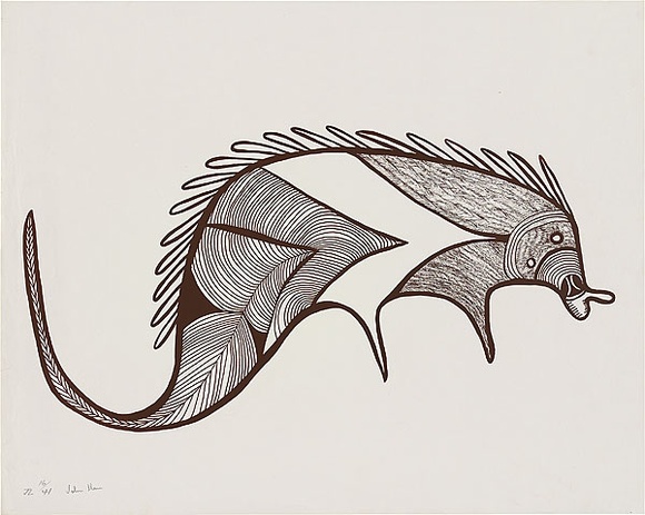 Artist: b'Man, John.' | Title: b'Kambakal.' | Date: c.1975 | Technique: b'screenprint, printed brown ink, from one stencil'