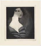 Artist: BALDESSIN, George | Title: Personage with striped dress IV. | Date: 1968 | Technique: etching and aquatint, printed in colour, from multiple plates